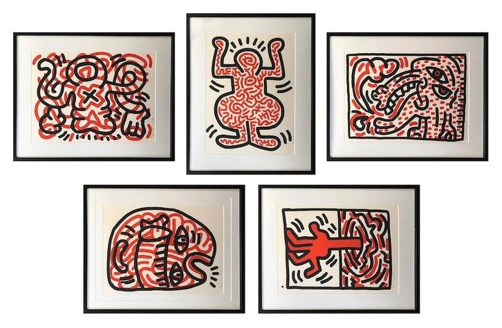 Zeldzame reeks!! Keith Haring, Antiek en Kunst, Kunst | Litho's en Zeefdrukken, Ophalen of Verzenden