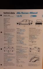 Alfa romeo alfasud 1,5 ti 1980- technische fiche, Boeken, Auto's | Folders en Tijdschriften, Alfa Romeo, Ophalen of Verzenden