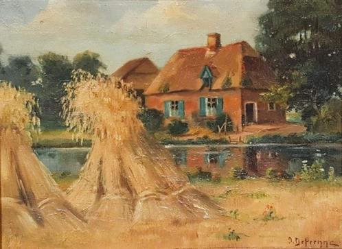 J Defrenne: Hoeve met hooimijt (schilderij), Antiek en Kunst, Kunst | Schilderijen | Klassiek, Ophalen
