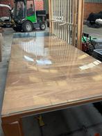 Tafel houtkleur met glas, Huis en Inrichting, Ophalen, Zo goed als nieuw, Glas