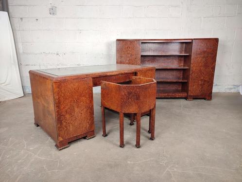 Compleet wortelhouten art deco bureau, Antiek en Kunst, Antiek | Kantoor en Zakelijk, Ophalen