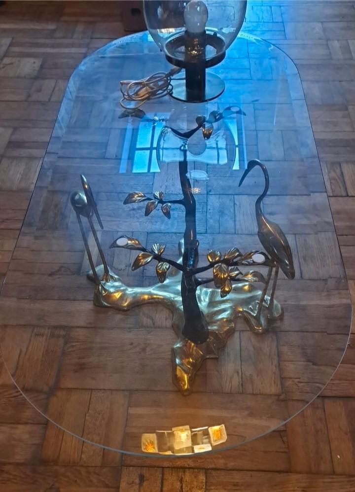 Vintage salontafel van bronzen messing glas Willy Daro uit d, Antiek en Kunst, Antiek | Brons en Koper, Ophalen