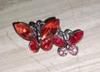 broche vlinders met rode diamantjes, Bijoux, Sacs & Beauté, Broches, Autres matériaux, Avec strass, Rouge, Envoi