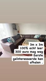 Salon echt leer, Huis en Inrichting, Ophalen, Leer
