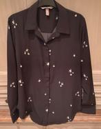 Blouse zwart met bloemetjes H&M maat S 36, Comme neuf, Taille 36 (S), Noir, Enlèvement ou Envoi