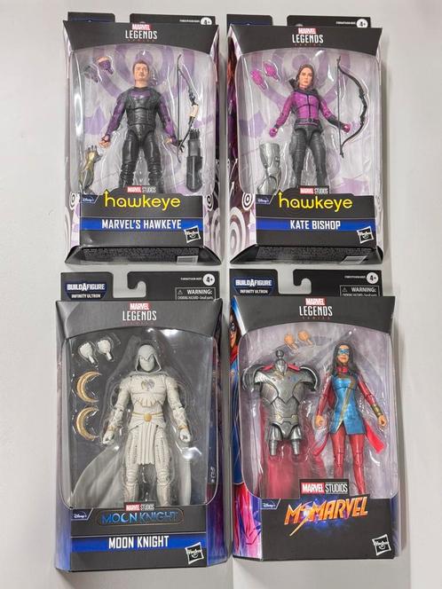 4X Marvel Legends Moon Knight Mme Marvel Hawkeye Kate Bishop, Collections, Jouets miniatures, Neuf, Enlèvement ou Envoi