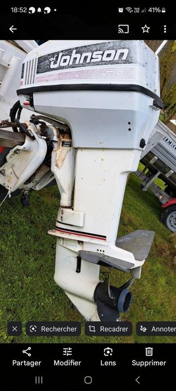 Moteur jhonson 50cv trime électrique demareur, Enlèvement ou Envoi, Comme neuf, Électrique