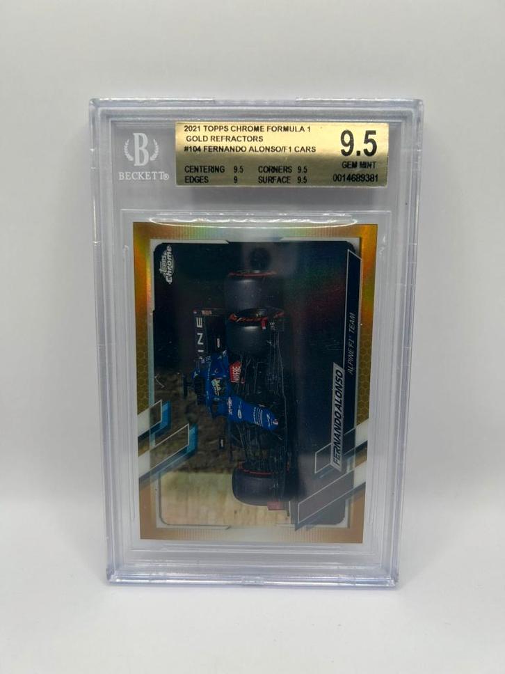 #104 Fernando Alonso (Gold Refractor 09/50) - Beckett 9.5, Hobby & Loisirs créatifs, Jeux de cartes à collectionner | Autre, Neuf