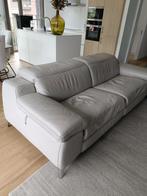 Lederen salon van Natuzzi met elektrische verstelbare zetels, Huis en Inrichting, Ophalen, Gebruikt, 100 tot 125 cm, Driepersoons