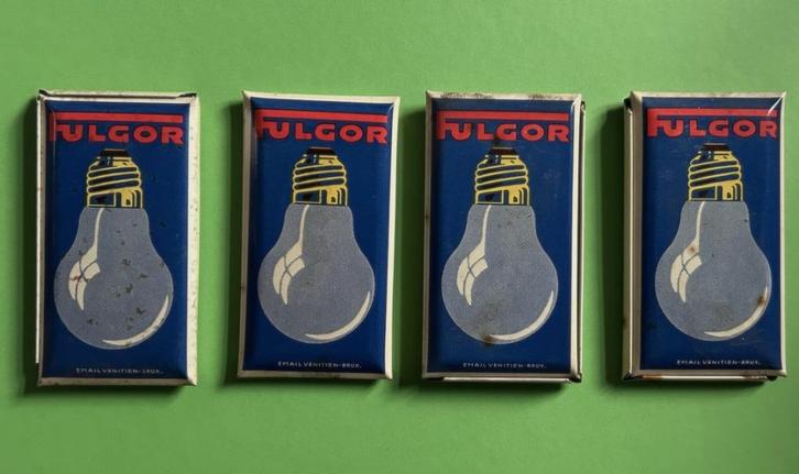 FULGOR lampen reclame bordje deurpostje, Verzamelen, Merken en Reclamevoorwerpen, Gebruikt, Verpakking, Ophalen of Verzenden