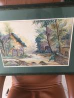 Aquarel van Massiani L. Afmetingen: 38 x 55 cm., Antiek en Kunst, Kunst | Schilderijen | Klassiek, Ophalen