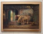 Paarden in de stal ca. 1950 - ges. G. Stevens, Antiek en Kunst, Ophalen of Verzenden