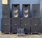 Yorkville E2204 + RCF ESW1018 + kabels + amp rack, compleet, Gebruikt, Subwoofer, 120 watt of meer, Ophalen