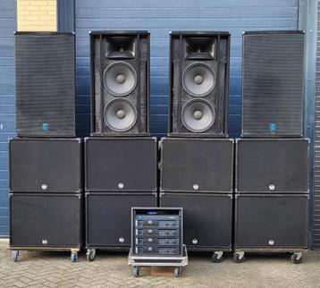 Yorkville E2204 + RCF ESW1018 + kabels + amp rack, compleet, Audio, Tv en Foto, Luidsprekerboxen, Gebruikt, Subwoofer, 120 watt of meer