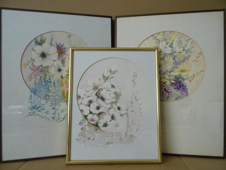 Herman Oubouter aquarel met certificaat 3x Ook los te koop, Antiek en Kunst, Kunst | Schilderijen | Modern, Ophalen of Verzenden