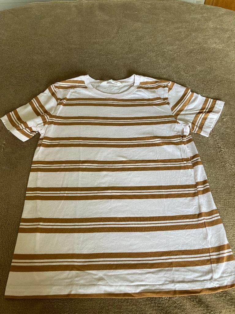 Wit-bruin gestreept t-shirt, H&M, maat 134-140, Enfants & Bébés, Vêtements enfant | Taille 134, Garçon, Enlèvement ou Envoi, Chemise ou À manches longues