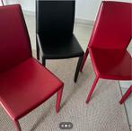 Tafel kleur E50, zwart eik +  leer stoelen, Huis en Inrichting, Stoelen, Ophalen, Leer, Zo goed als nieuw, Vijf, Zes of meer stoelen