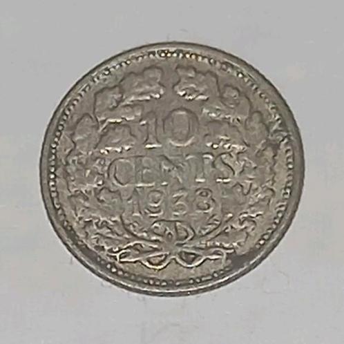 Nederland 10 cent 1938, Postzegels en Munten, Munten | Nederland, Losse munt, 10 cent, Koningin Wilhelmina, Zilver, Ophalen of Verzenden