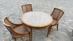 tafel en stoelen in rotan, 50 tot 100 cm, Rond, Gebruikt, Ophalen of Verzenden