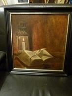 schilderij op paneel:  Bijbel in kaarslicht, Antiek en Kunst, Ophalen of Verzenden