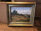 Landschap schilderij op hout in vergulde lijst, Antiek en Kunst, Ophalen