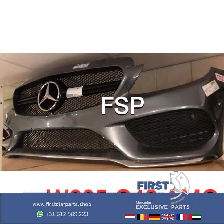 W205 C205 C Klasse 43 AMG Voorbumper compleet grijs originee, Auto-onderdelen, Carrosserie, Bumper, Mercedes-Benz, Voor, Gebruikt