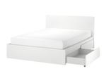 Bed met 4 lades en lattenbodem, wit, Huis en Inrichting, Slaapkamer | Bedden, Ophalen, Wit, Tweepersoons, 140 cm