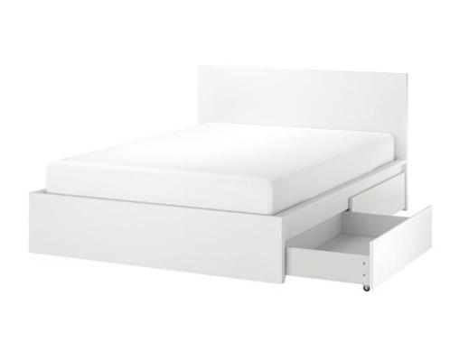 Bed met 4 lades en lattenbodem, wit, Huis en Inrichting, Slaapkamer | Bedden, Zo goed als nieuw, Tweepersoons, 140 cm, 200 cm