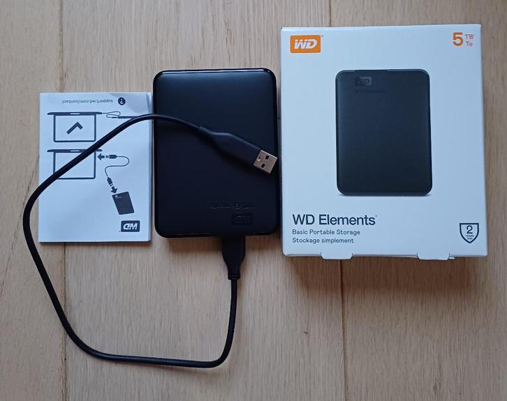 WD Elements 5 TB USB 3.0 portable, Computers en Software, Harde schijven, Gebruikt, Extern, HDD, USB, Ophalen of Verzenden