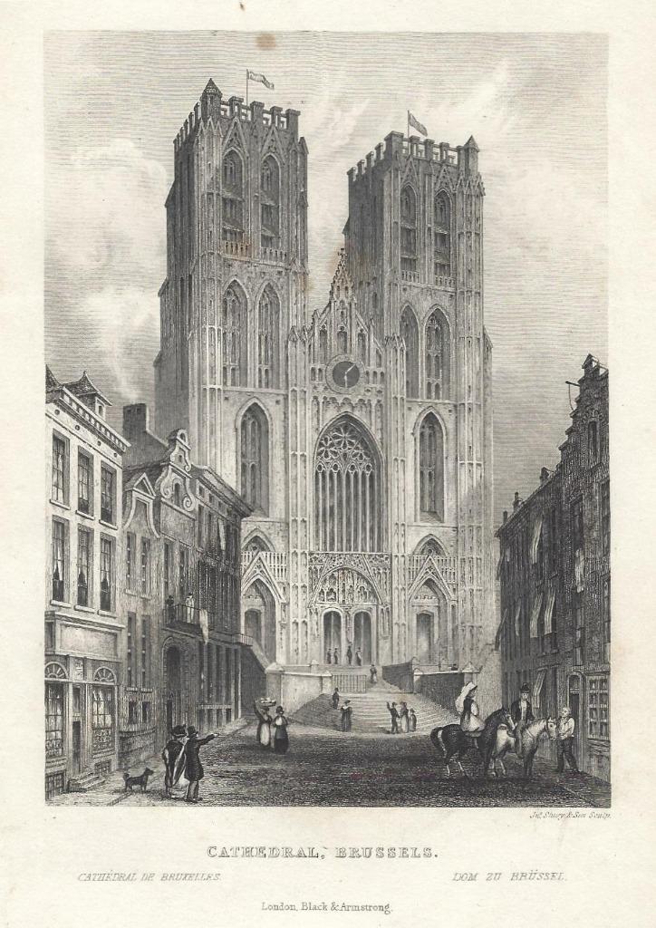 1837 - Bruxelles Ste Gudule / Brussel Sinte Goedele, Antiek en Kunst, Kunst | Litho's en Zeefdrukken, Ophalen of Verzenden