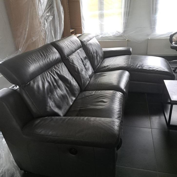 CHATEAU D'AX lederen 3 zit salon, volledig electrisch, Huis en Inrichting, Zetels | Zetels en Chaises Longues, Gebruikt, Driepersoons