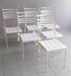 6 witte metalen stoelen met kussen voor eetkamer of terras, Ophalen, Wit, Zo goed als nieuw, Metaal