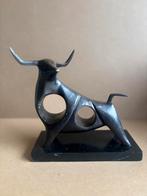 Stier Brons op marmer sokkel, Ophalen of Verzenden