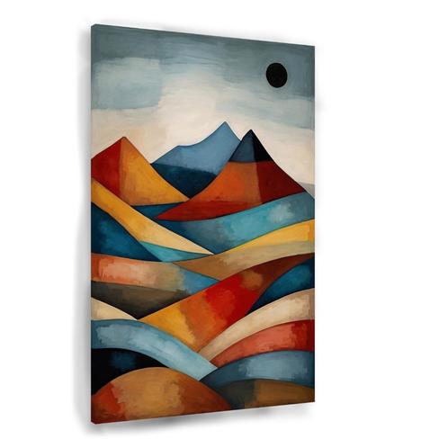 Bergen Paul Klee stijl canvas 60x90cm - 18mm., Huis en Inrichting, Woonaccessoires | Schilderijen, Tekeningen en Foto's, Nieuw