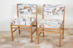 2 vintage houten stoelen met stoffen bekleding, Ophalen, Hout, Gebruikt, -