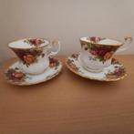 Set de 2 tasses et soucoupes Royal Albert - roses anciennes, Comme neuf, Enlèvement, Porcelaine, Tasse et/ou soucoupe