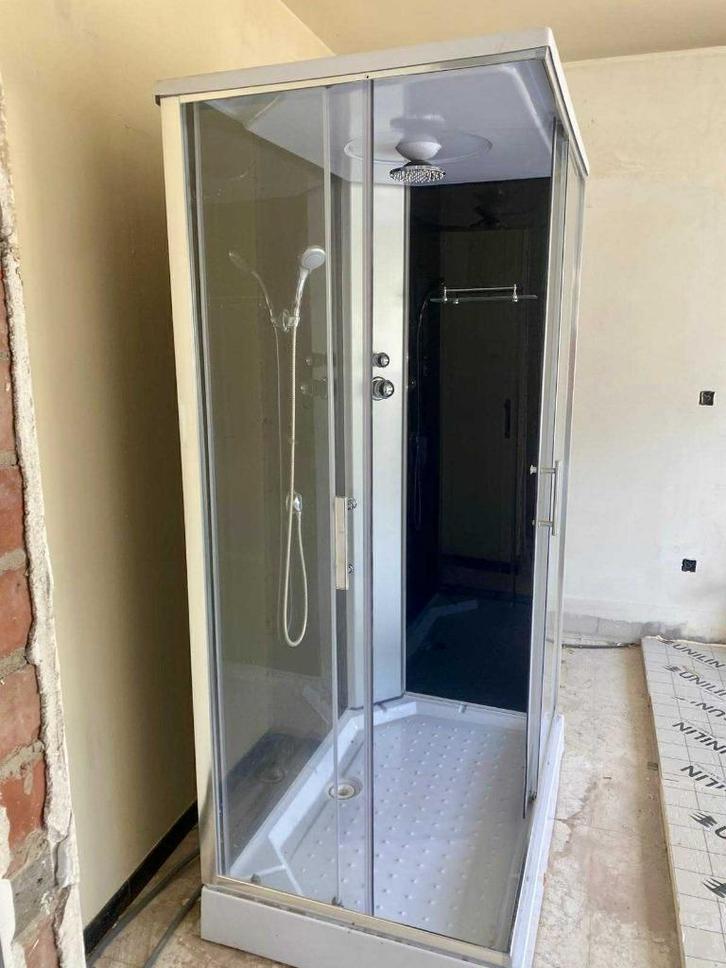Complete douchecabine met mengkraan, hand- én regendouche, Doe-het-zelf en Bouw, Sanitair, Zo goed als nieuw, Douche, Chroom, Glas