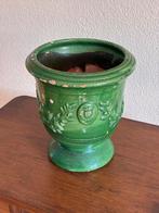 Groene Aardewerk Bloempot, Gebruikt, Rond, Binnen, Ophalen of Verzenden