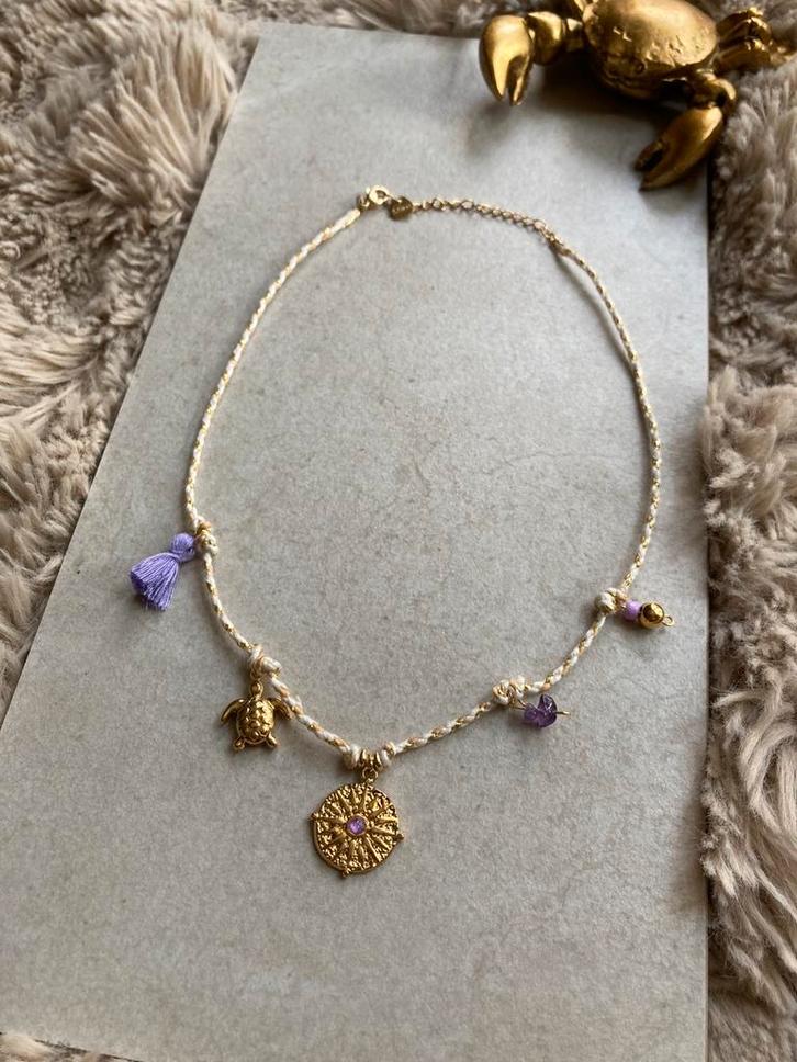 Handgemaakte Ketting Lila La ByJ&S Stainless Steel, Handtassen en Accessoires, Kettingen, Nieuw, Overige materialen, Overige kleuren
