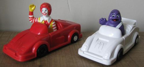 Clown Ronald Mc Donald en Grimace in autootjes (1991), Verzamelen, Poppetjes en Figuurtjes, Zo goed als nieuw, Ophalen of Verzenden