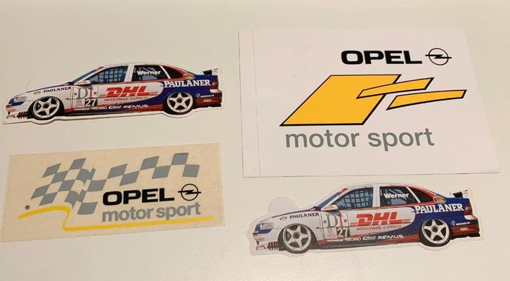 Lot 4x stickers Opel Motorsport Vectra DHL, Verzamelen, Stickers, Zo goed als nieuw, Ophalen of Verzenden