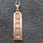 Zilveren vintage cartouche ketting en hanger, Handtassen en Accessoires, Antieke sieraden, Ophalen of Verzenden, Zilver, Hanger