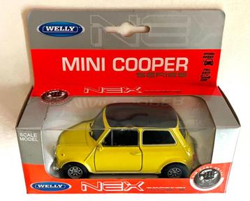 Mini Cooper geel met zwart dak Welly.  beschikbaar voor biedingen