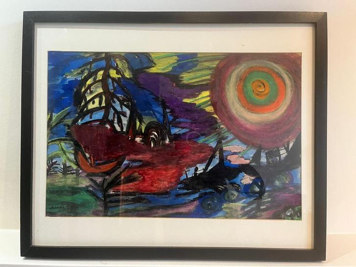 Peinture abstraite colorée, signée !, Antiquités & Art, Art | Peinture | Abstraite, Enlèvement ou Envoi