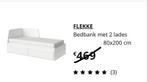 Bed/bedbank 1p. (uitschuifbaar voor 2p.) IKEA FLEKKE 80x200, Huis en Inrichting, Ophalen, Verstelbaar, Eenpersoons, Wit