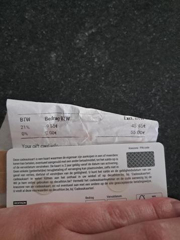 Decathlon cadeaubon € 55 beschikbaar voor biedingen