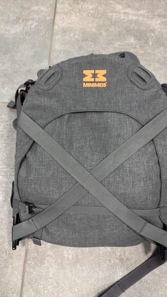 Schouderdrager Minimeis - grijs/oranje, Kinderen en Baby's, Babydragers en Draagdoeken, Zo goed als nieuw, Ophalen