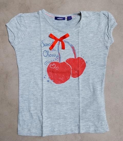 Grijs T-shirt van Mexx met kersjes – maat 122/128, Kinderen en Baby's, Kinderkleding | Maat 122, Zo goed als nieuw, Meisje, Shirt of Longsleeve