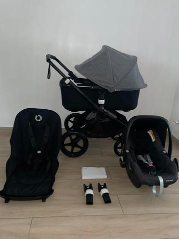 Poussette complète 3-en-1 Bugaboo Fox 2, noir et gris