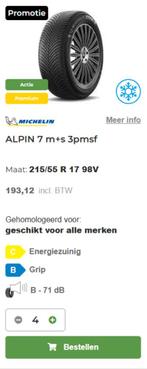 Michelin Alpin 5,  215/55 R17 98V, Auto-onderdelen, Banden en Velgen, Ophalen, 215 mm, Nieuw, 17 inch